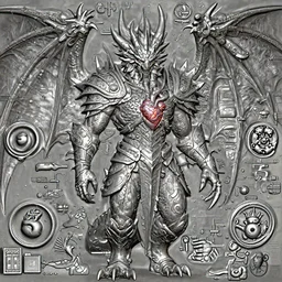 a detailed 3d model of dragon lich possessed by demon Lord, detailed armour, glowing heart, daily render, zbrush, cinematic, raytracing, unreal engine