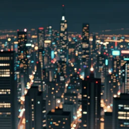 panoramic view of a cyberpunk city at night, bokeh lights, anime, ilya kuvshinov, guweiz, artstation trending, greg rutkowski, concept art, digital painting, cinematic, extreme detail, expansive