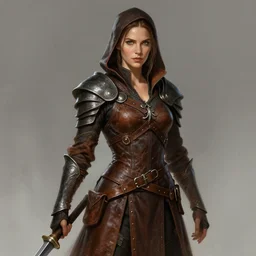 kate beckinsale as dnd thief, weared in leather armor, highly detailed, d & d, fantasy, highly detailed, digital painting, trending on artstation, concept art, sharp focus, illustration, art by artgerm and greg rutkowski and magali villeneuve