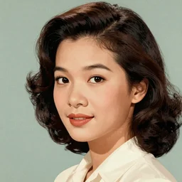 Kelly Marie Tran portrait, color vintage magazine illustration 1950