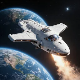 big alien space ship shooting at planet earth stars in the background award winning, trending on artstation, unreal engine