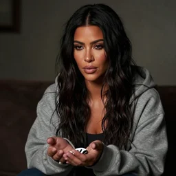 kim kardashian as a homeless person, asking for change
