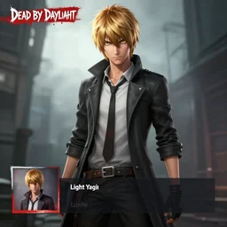 Screenshot of Light Yagami in Dead By Daylight character selection screen