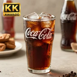 a glass cup filled with Coca Cola, award winning food photography, high quality, 4k