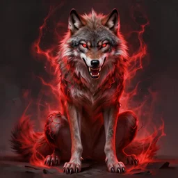 a masterpiece portrait of a crouching lithe werewolf imbued with crackling red energy and terrifying fangs. highly detailed, digital painting, trending on artstation, concept art, sharp focus, illustration, global illumination, ray tracing, realistic shaded, art by artgerm and greg rutkowski and fuji choko and viktoria gavrilenko and hoang lap