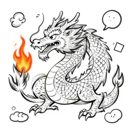 “fire breathing dragon, doodle”