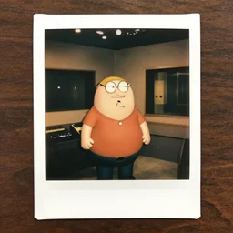 polaroid of peter griffin at a recording booth, award winning