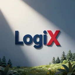 A logo for an 80s tech company named LogiX, CGI