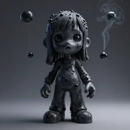 belief in instrumentalization of fear with black oil smoke bubbles designed by Hajime Sorayama and Mark Kostabi, Bryce 3d, Pixar, photorealistic, octane render, studio lighting, 8k, hd
