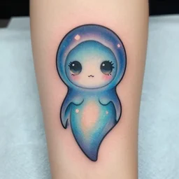 tattoo design of a cute will o'the wisp character