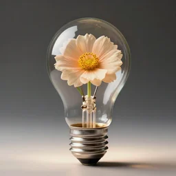 a photograph of a flower inside a light bulb