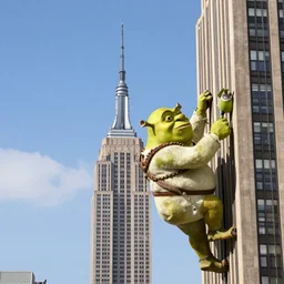 Shrek climbing the Empire State Building