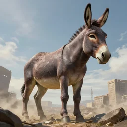 massive statue of a donkey in post - apocalyptic united states, highly detailed, digital painting, artstation, smooth, sharp focus, illustration, 8 k