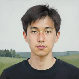 portrait of a figure with scenery. painting by shaun tan