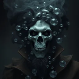digital art of a necromancer made of perfectly rounded bubbles and black smoke, hyper realistic portrait full of details, canon eos, zbrush, artstation, by greg rutkowski and tom bagshaw