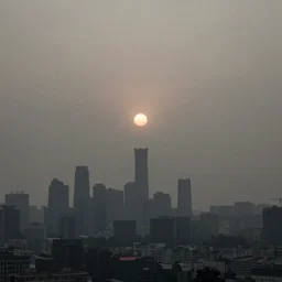 sky above Beijing when the sun was seen one last time before smog took over, highly detailed, ominous