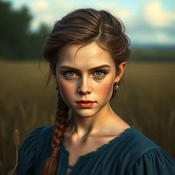portrait en buste of young emma watson in a field, detailed face, beautiful eyes, by artstation, deviantart, artfol, artslant artbox, cgsociety, gfxartist, artful, zatista, artpal, instagram