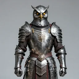 photo of a warrior with metal owl armour