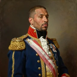 official side portrait of united states emperor rapper pitbull, in royal american attire, 1 8 3 9, a character portrait by cassius marcellus coolidge, reddit contest winner, american romanticism, oil on canvas, detailed painting, creative commons attribution