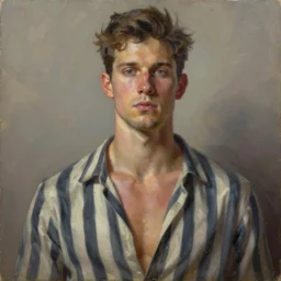 a painting of stripes trending on artstation in the style of greg rutkowski, wlop, oil on canvas, masculine, beautiful, portrait, sensual, 3 d