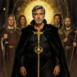 george clooney as aleister crowley the grand mage of thelema. art by tom bagshaw and greg danton and manuel sanjulian