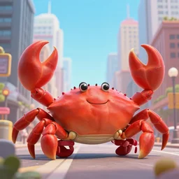 2 0 1 5 cute giant crab terrorizing a city, googie city, americana, fishcore, exterior photography, hd 8 k, photography cinestill