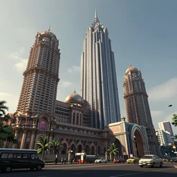high quality 3 d render cyberpunk mumbai!, daytime, kalighat highly detailed, cinematic smooth unreal engine, lee madgwick & yuto yamada, dramatic light, long shot, low angle, uhd 8 k, sharp focus