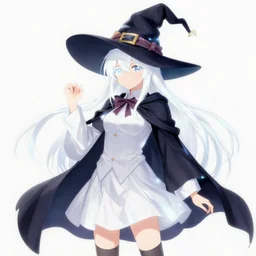 visual novel sprites of female student witch by greg rutkowski, witch academia, magic school uniform, glowing white iridescent hair color, by studio ghibli, digital art, trending on artstation, hd, 8 k, highly detailed, good lighting, beautiful, masterpiece