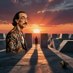 surreal otherland, dali. escher. beeple sunset