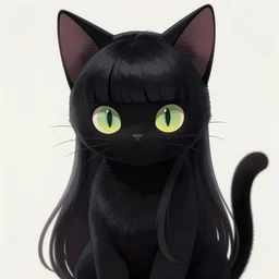 cute, female, anime style, a salem black cat girl, beautiful lighting, attractive, sharp focus, simple background, creative