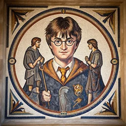 classic greek mosaic of harry potter
