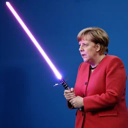 angela merkel fighting with her lightsaber