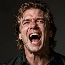 Joe Rogan screaming in agony with tears running down his face