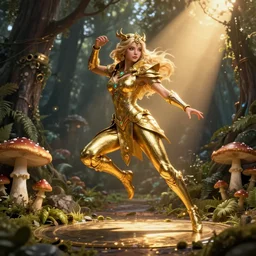 golden ratio female earth mage, high quality character design, action pose : : spotlight, magicpunk, biopunk, forestpunk, forest, mushrooms, high detail, 8 k, oled, shadows, reflections, digital art, official art, octane render, dynamic camera angle, unreal engine, dollpunk