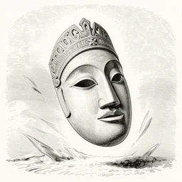 yoruba mask falling from the sky, j. j. grandville, outline