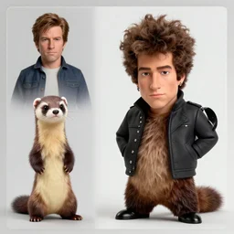 ferret as bob dylan, character sheet, character design, hot toys, contrast, kim jung gi, greg rutkowski, zabrocki, karlkka, render, highly detailed, jayison devadas, trending on artstation, 8 k, ultra wide angle, pincushion lens effect