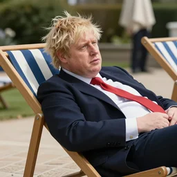 Boris Johnson united kingdom prime minister sunbathing on a sun lounger, directed by Ridley Scott, photorealistic, 8k resolution, hyper detail