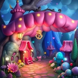 photo of hangar whimsical fairy wonderland vibrant colors candyland wonderland by artgerm and greg rutkowski and magali villeneuv art beeple, by thomas kinkade hearstone league of legends dofus beatrix potter