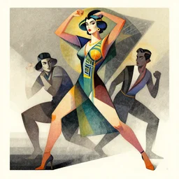 ( ( strong dither ) ), editorial illustration portrait a woman like reol, modern art deco, dynamic pose, colorful, ( ( mads berg ) ), christopher balaskas, victo ngai, detailed, dynamic composition, wide angle, moebius, matte print, fog, dramatic lighting, halftone texture, risograph