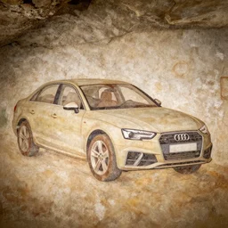prehistoric painting of an Audi A4 in Lascaux