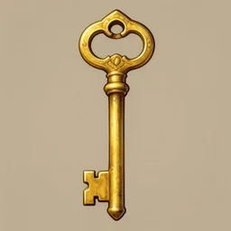 full frame golden key, fantasy illustration, medieval era, blank background, studio lighting, hand - drawn digital art, 4 k, trending on artstation