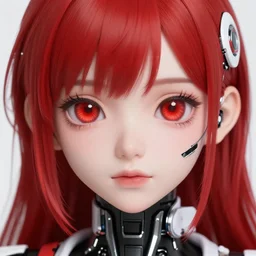 A cyborg girl with big and cute red eyes, fine-face, realistic shaded perfect face, fine details. red, black and white robotic parts. Very very anime. Realistic shaded lighting poster by Ilya Kuvshinov katsuhiro otomo ghost-in-the-shell, magali villeneuve, artgerm, Jeremy Lipkin and Michael Garmash, Rob Rey and Kentarõ Miura style, trending on art station