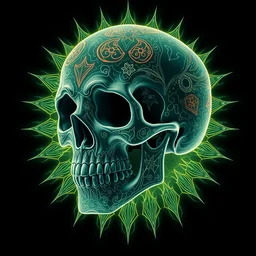 skull by luis toledo and alex grey and beeple