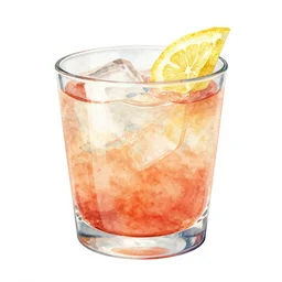 watercolor art gin and tonic in a short cup on white background, illustration, vector art