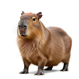 funny animal capybara on white background cartoon style, high detail, 5 0 mm, mfs