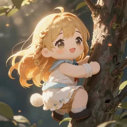 cute fumo plush of the girl who loves to climb things for no reason, anime girl