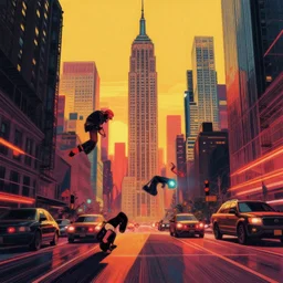 new york, epic retrowave art, trending on art station