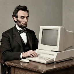 Abraham Lincoln using an Apple II personal computer, 1865 —W 896