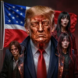trump, flag, scariest horror nightmare by beksinski and junji iyo and horiyoshi iii, digital art, deepdream trending on artstation, metallic colors, oxidized copper, photorealistic, octane, hyper detailed, trending on deviantart, sharp focus, photography, unreal engine