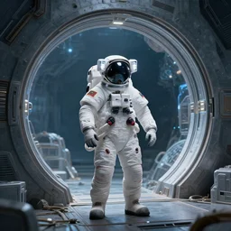 an astronaut standing next to an interdimensional gateway, photorealistic, ultra high resolution, ultra detailed, 8 k